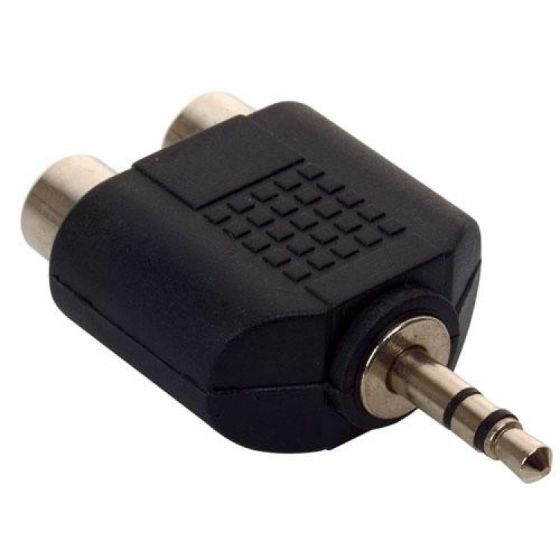Adaptador de 2 Jack RCA Hembra a Plug 3.5mm Macho, Stereo