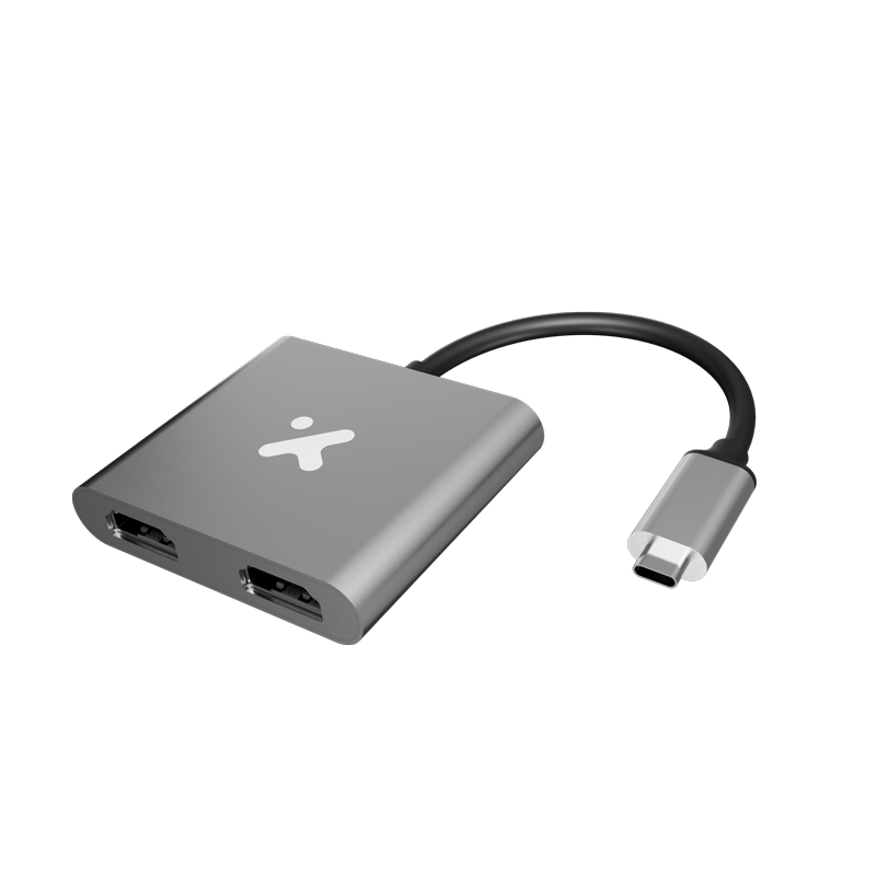 Adaptador Xtech XTC-548 Tipo C a Doble HDMI hembra, cable trenzado 5cm