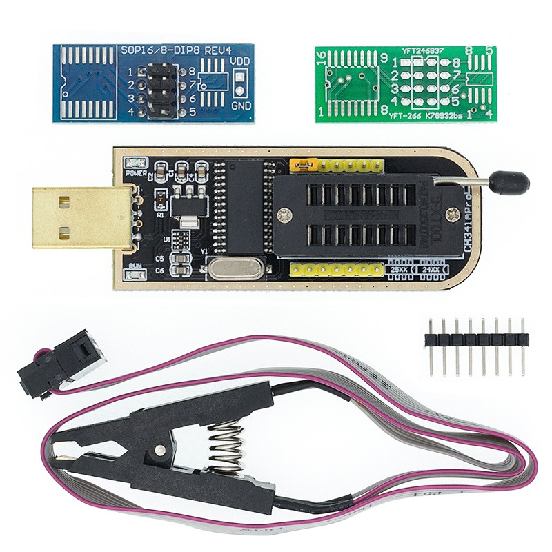 Módulo programador CH341A/CH341B USB BIOS Flash EEPROM 24 25 Original + Clip de prueba SOIC8 SOP8 para EEPROM 93CXX / 25CXX / 24CXX