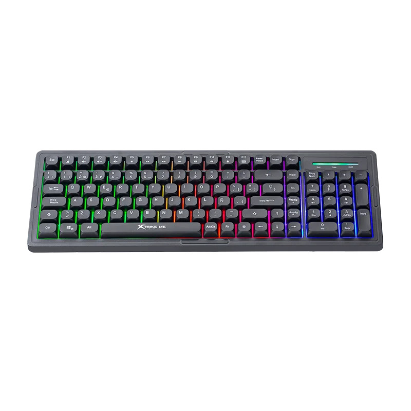 Teclado Gaming Xtrike-Me KB-309 BK SP, retroiluminado efecto arcoíris mixto, Multimedia, silencioso, cable USB 1.5mt Español