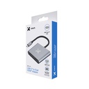Adaptador Xtech XTC-548 Tipo C a Doble HDMI hembra, cable trenzado 5cm