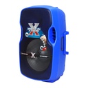 Caja Amplificadora American Xtream 15" 100.000 Wattios, con luz Led, incluye pedestal, color azul  