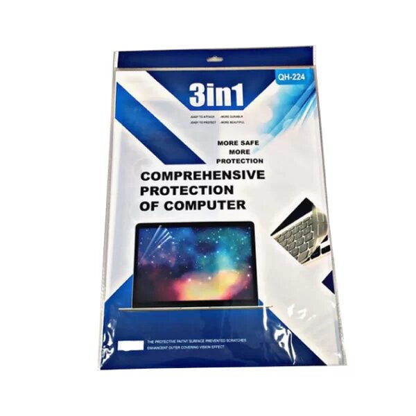 Kit Protector 3 en 1 Laptop 15.6", Mica transparente, Antirayones, para pantalla, teclado, tapa superior