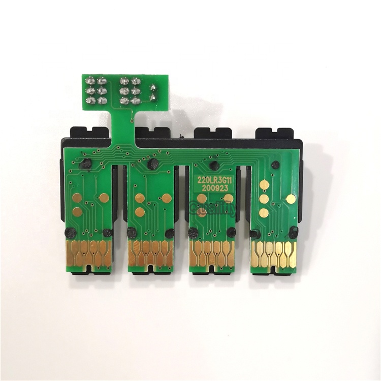 Chip T220LR3G1 para impresora Epson WF2630, WF2650, WF2660, XP320, XP420, XP424, (4 colores) incluye el conector de pila