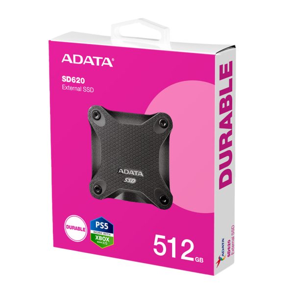 Disco Solido Externo Adata SD620 512GB USB 3.2 Gen 2x2, Lectura: 550 MB/s, Escritura: 480 MB/s hasta 10 Gbit/s