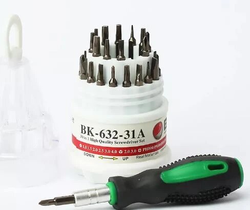 Kit de destornilladores Baku BK632-31A tipo vaso puntas 30en1, retractil