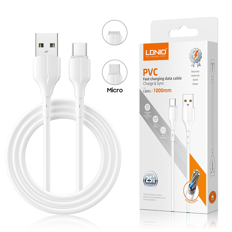 Cable LDNIO LS841 25W PVC 2.4A / 1Mt / Blanco