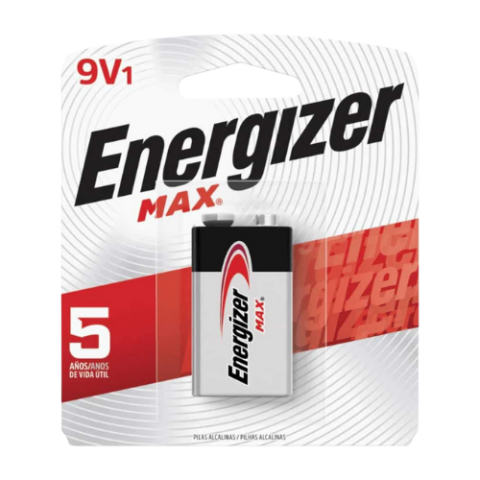 Batería Energizer Max Alcalina 9V, para PC, reloj, impresora por unidad