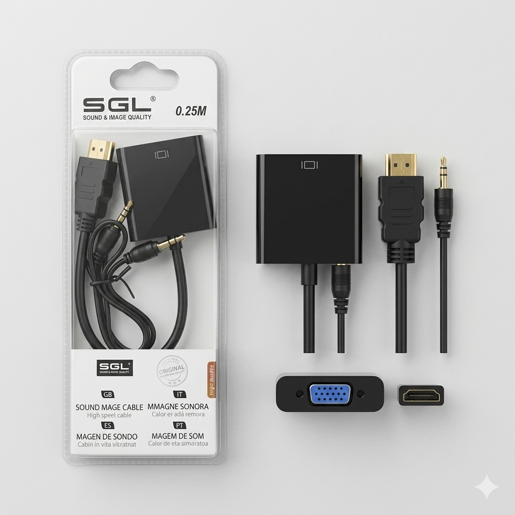 Convertidor SGL de HDMI a VGA 1080P cable 25cm