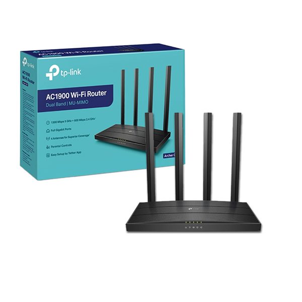 Router Inalámbrico TP-Link Archer C80 AC1900, 4 antenas, doble banda (2,4 GHz / 5 GHz) Wi-Fi 5 (802.11ac) 1300 Mbit/s, 1 puerto WAN y 4 puertos LAN de 10, 100, 1000 Mbit/s, modo 2en1 (WISP-AP)