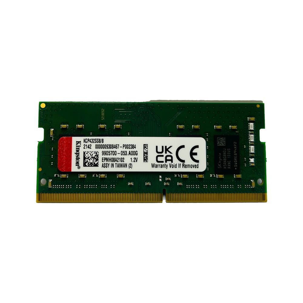 Memoria Ram So-Dimm Kingston DDR4 8Gb 3200MT/s; PC4-1RX8, 260-pines, 1.2V, CL22 KCP432SS8/8, sin búfer, Non-ECC para Laptop
