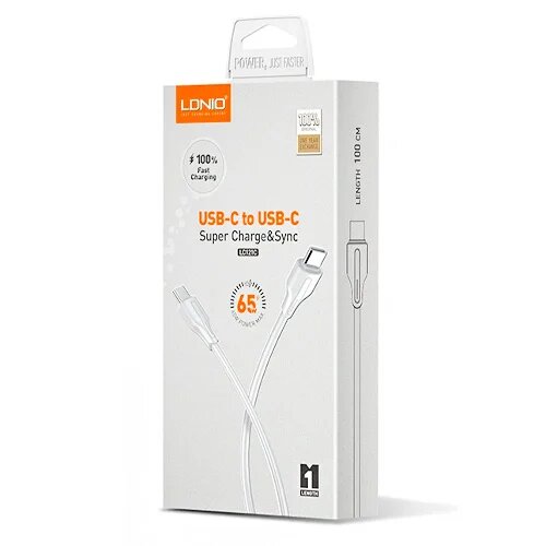 Cable LDNIO LC121 65W tipo C a tipo C 1metro, carga rápida