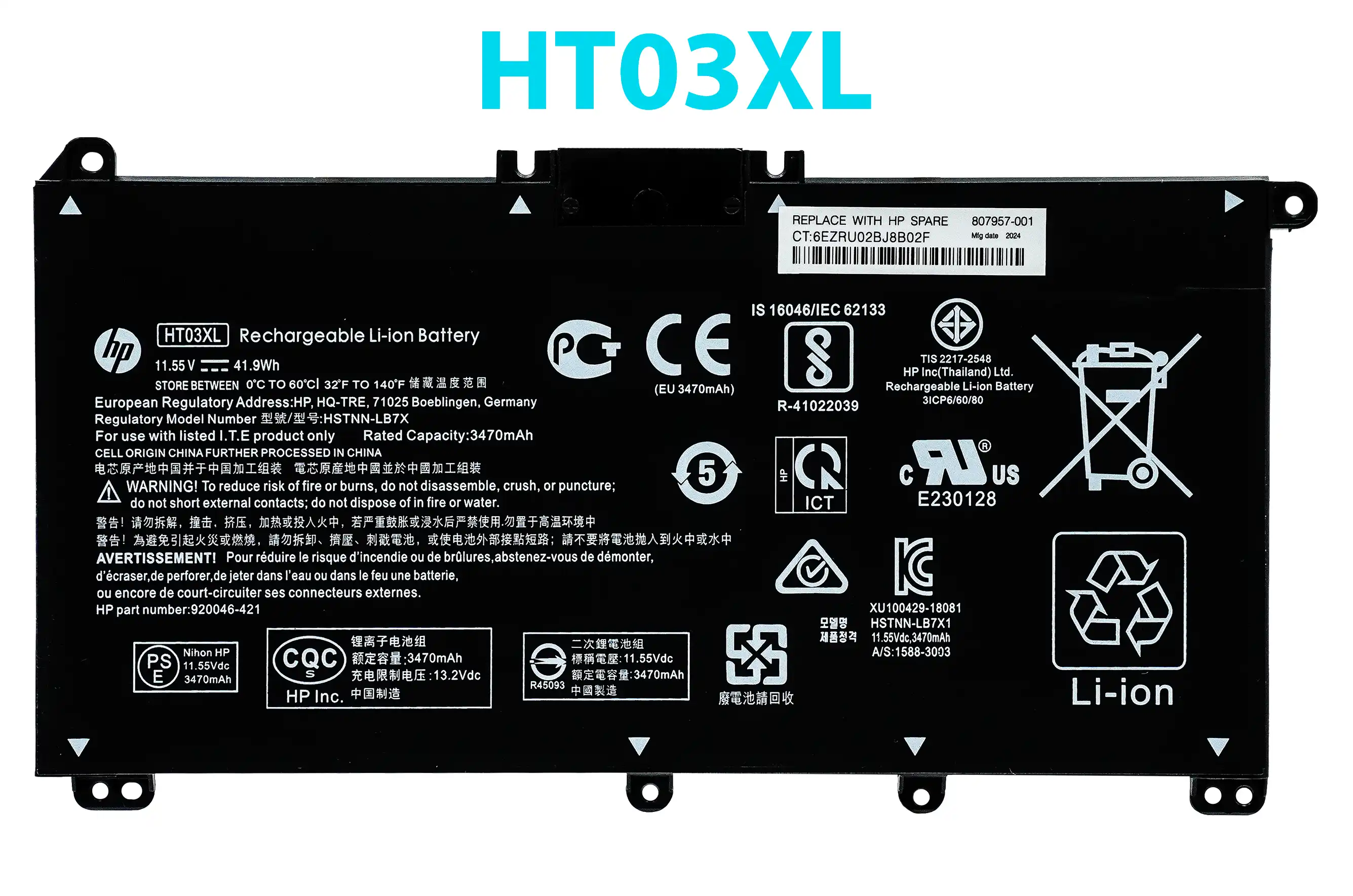 Bateria para laptop HP HT03XL 41wh 11.4v 3740 mAh Original