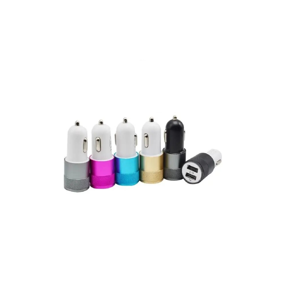 Cargador Vehicular Genérico Doble USB metalizado 
