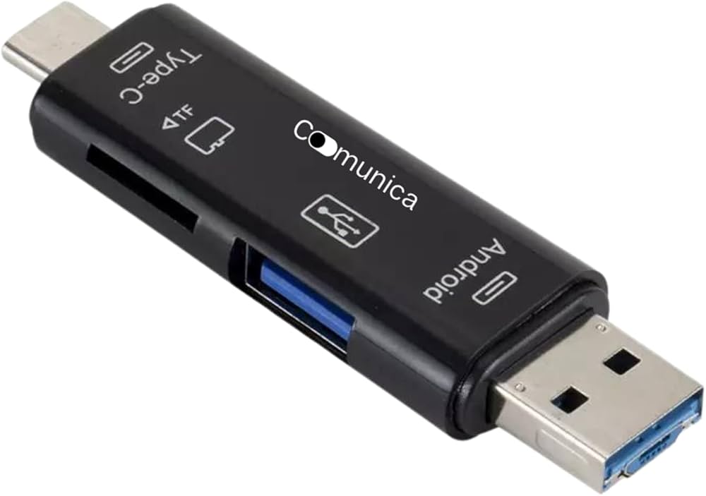 Lector de tarjetas 5 en 1 USB a USB Tipo C, MicroSD, Flash memory
