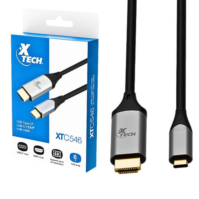 Cable Xtech XTC-546 USB Tipo C a HDMI resolución 4K, 6ft XTC546