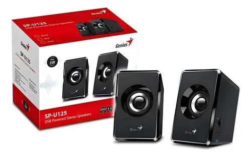 Parlante Genius SP-U125 Negro 3Watts USB E. Audio 3.5mm Conector Auriculares Control Volumen