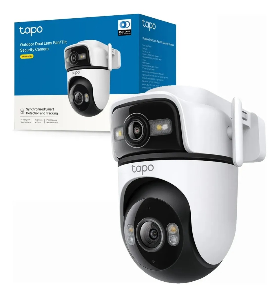 Cámara IP Tp-Link Tapo C545D, FHD 2K 3MP Pan/Tilt, Rotatoria 360°, Visión Nocturna, Audio Doble Via, Detección de Movimiento personas, puerto Ethernet, Soporta Micro SD hasta 512GB no incluye