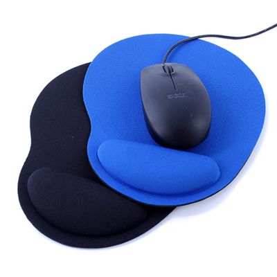 Mouse Pad con almohadilla apoya muñeca /Ergonomica / Suave / Lavable, color negro-azul