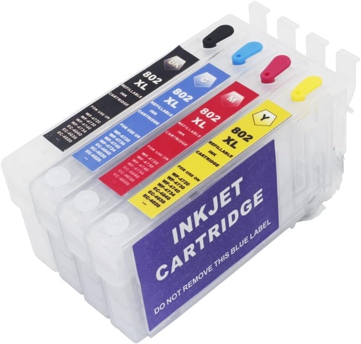 [INKJETCTDGET802XL] Cartucho para Sistema Continuo Impresoras Epson T802 T802XL sin chip, por unidad, compatibles con Workforce 