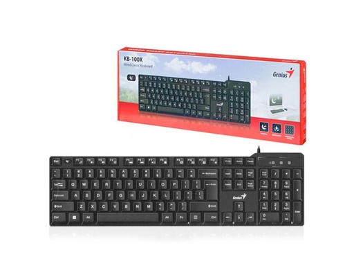 [KB100XGENUIS] Teclado Genius Smart KB-100X Negro USB, clásico, función FN, sleep Key incorporado AI copiloto key windows 11 compatible: Windows y Mac