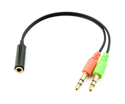 [ADP1H2M] Adaptador de micrófono audio 1 salida hembra a 2 Plug 3.5mm