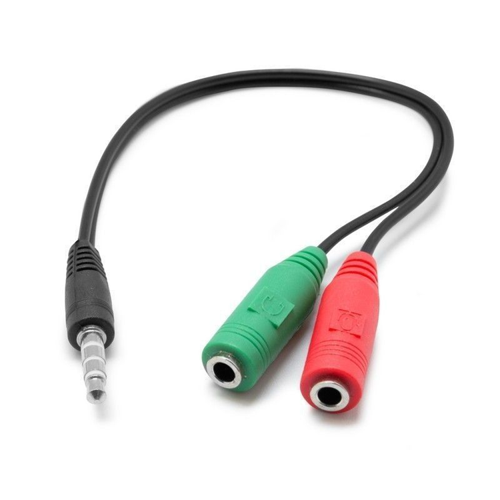[ADP2H1M] Adaptador de micrófono audio 2 salidas hembra a 1 Plug 3.5mm macho
