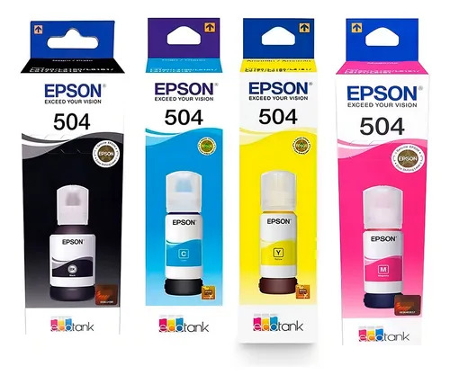 [CMYKEPT504AAA] Kit de Tintas 4 colores Epson T504 Tipo Original 70ml for L4150-L4160-L4250-L4260-L6161-L6171-L6191-L14150